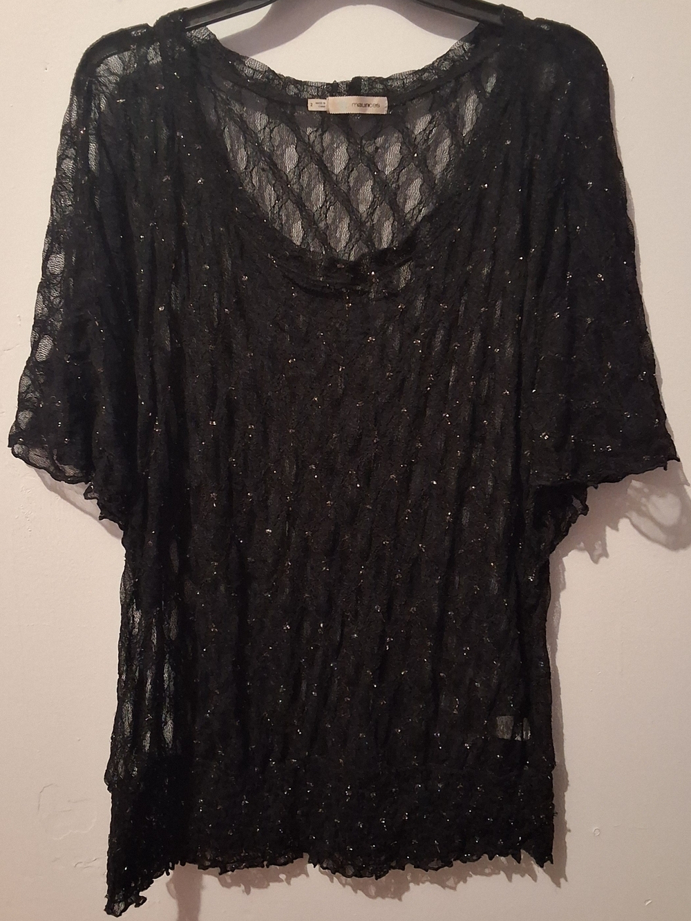 Maurices Black Sheer Sequin Tunic